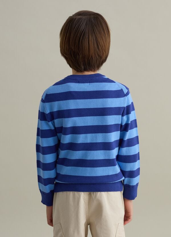 Ovs Pullover In Cotone A Righe Con Ricamo Logo