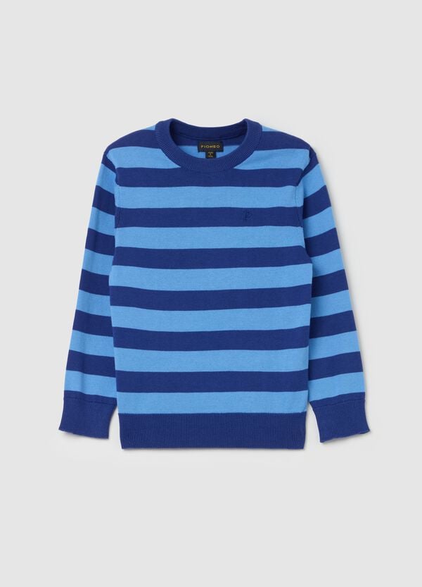 Ovs Pullover In Cotone A Righe Con Ricamo Logo