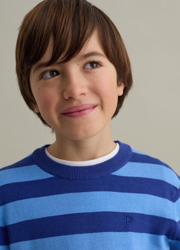 Ovs Pullover in cotone a righe con ricamo logo