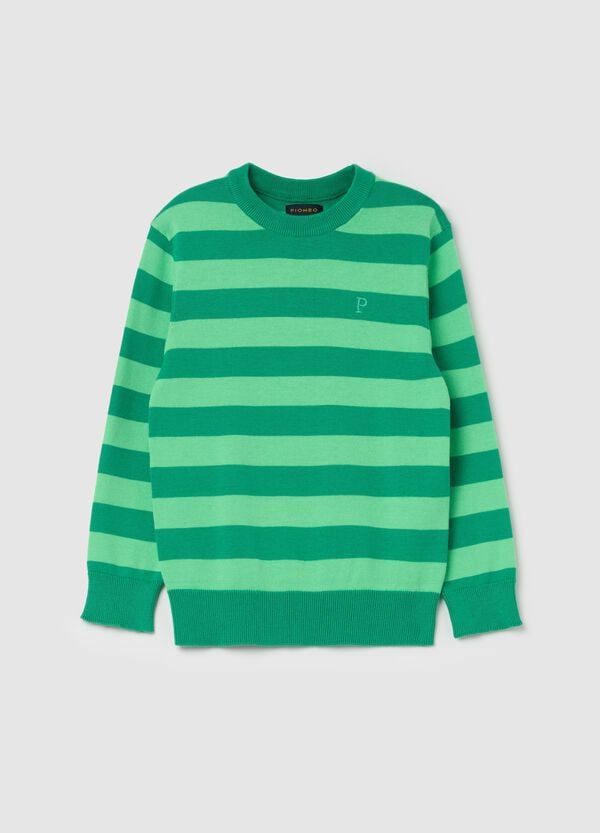 Ovs Pullover In Cotone A Righe Con Ricamo Logo