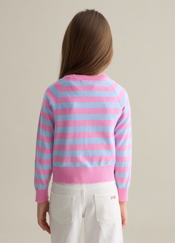 Ovs Pullover In Cotone A Righe Con Ricamo Logo