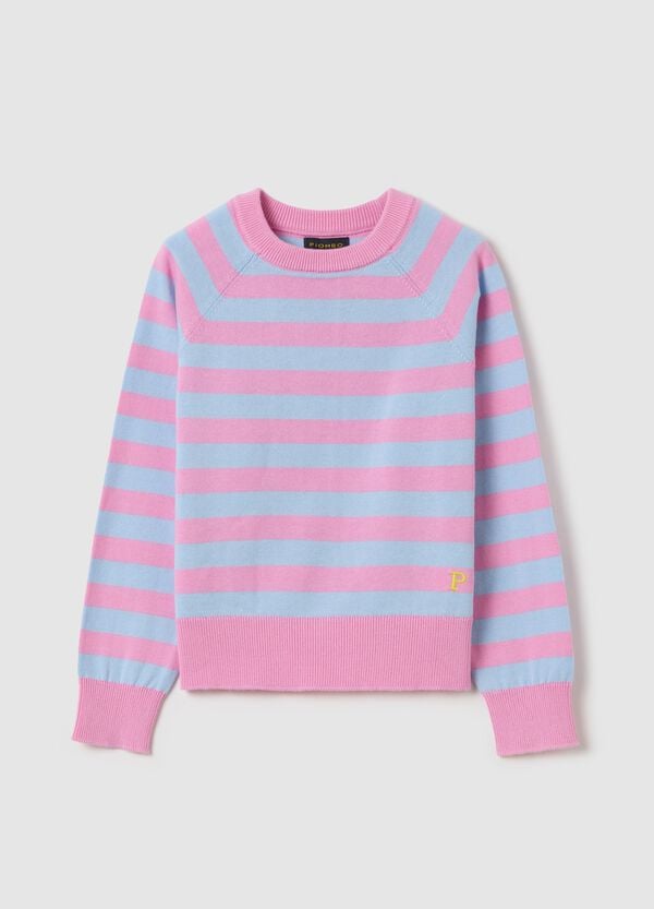 Ovs Pullover In Cotone A Righe Con Ricamo Logo