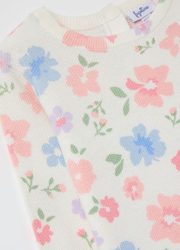Ovs Pullover In Cotone Con Disegno Fiori