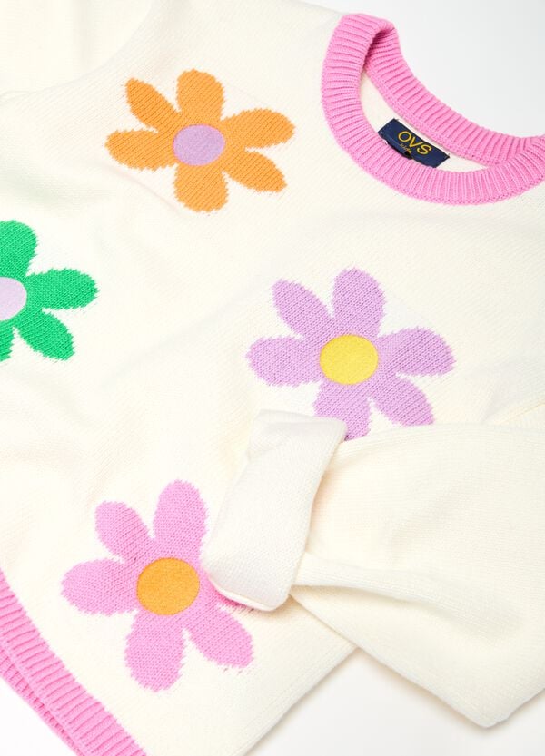 Ovs Pullover In Cotone Con Fiori Jacquard