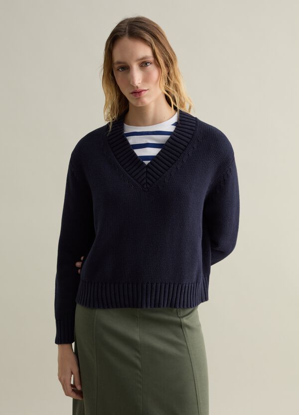Ovs Pullover In Cotone Con Scollo A V