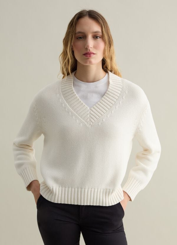 Ovs Pullover In Cotone Con Scollo A V