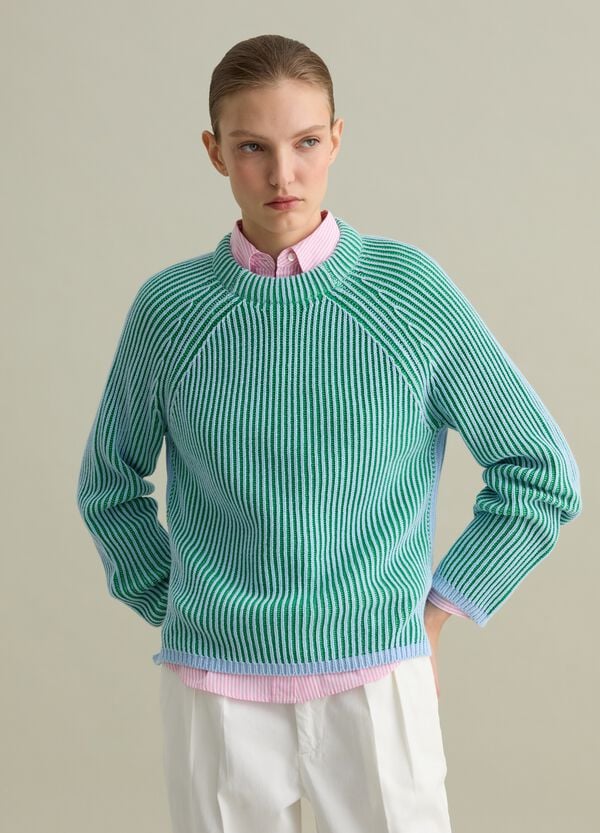 Ovs Pullover In Cotone Con Trama A Righe