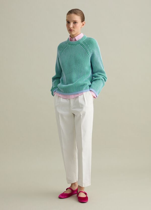 Ovs Pullover in cotone con trama a righe