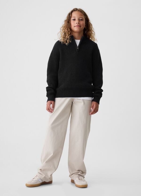 Ovs Pullover Mock Neck Con Mezza Zip