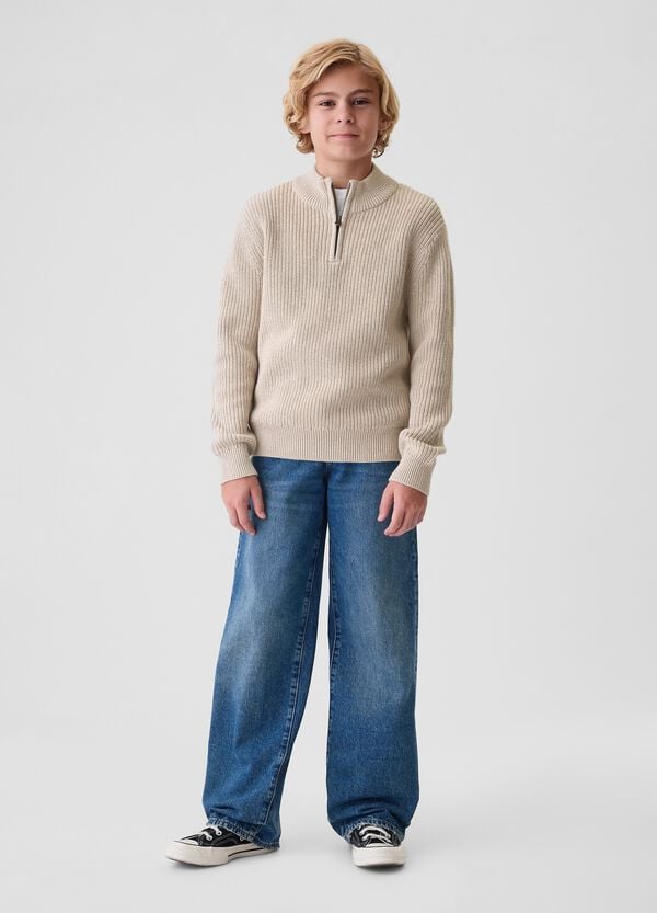 Ovs Pullover Mock Neck Con Mezza Zip