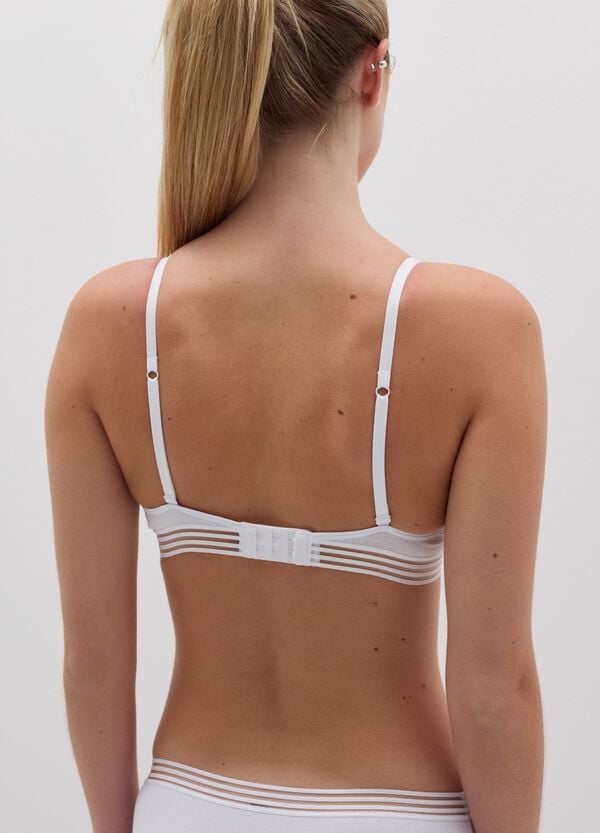Ovs Reggiseno A Triangolo In Cotone Stretch Bianco