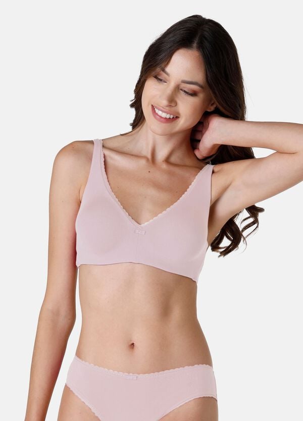 Ovs Reggiseno Morbido In Cotone Elasticizzato Rosa