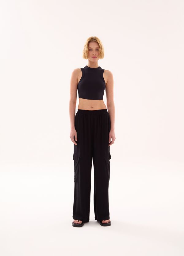 Ovs Rounded Crop Tank Black