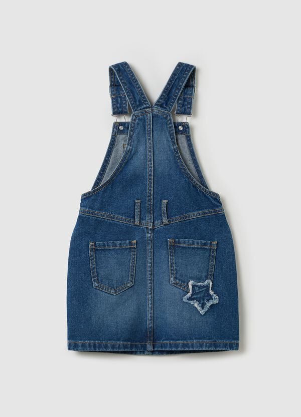 Ovs Salopette Gonna In Denim Con Patch Stelle