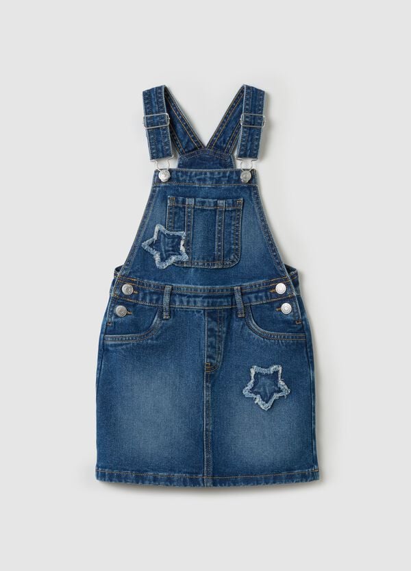 Ovs Salopette gonna in denim con patch stelle