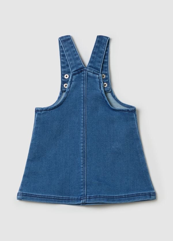 Ovs Salopette Gonna In Denim Con Ricamo Fiori