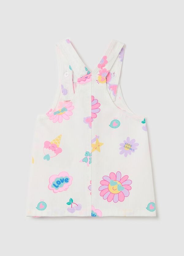 Ovs Salopette Gonna In Denim Con Stampa Fiori