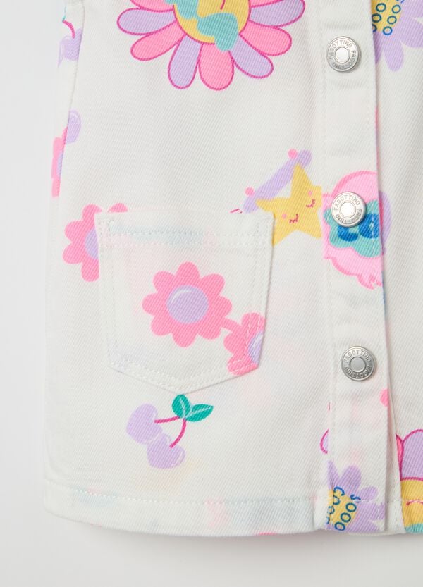 Ovs Salopette Gonna In Denim Con Stampa Fiori