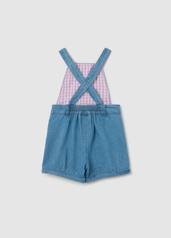 Ovs Salopette In Denim Con Applicazione Fiocchi