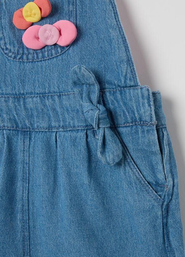 Ovs Salopette In Denim Con Applicazione Fiocchi