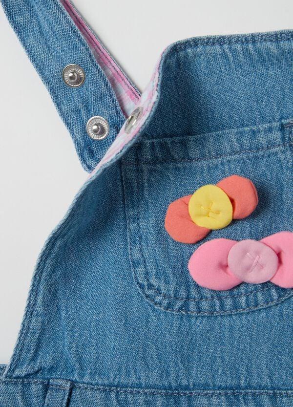 Ovs Salopette In Denim Con Applicazione Fiocchi