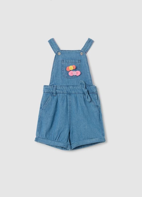 Ovs Salopette in denim con applicazione fiocchi