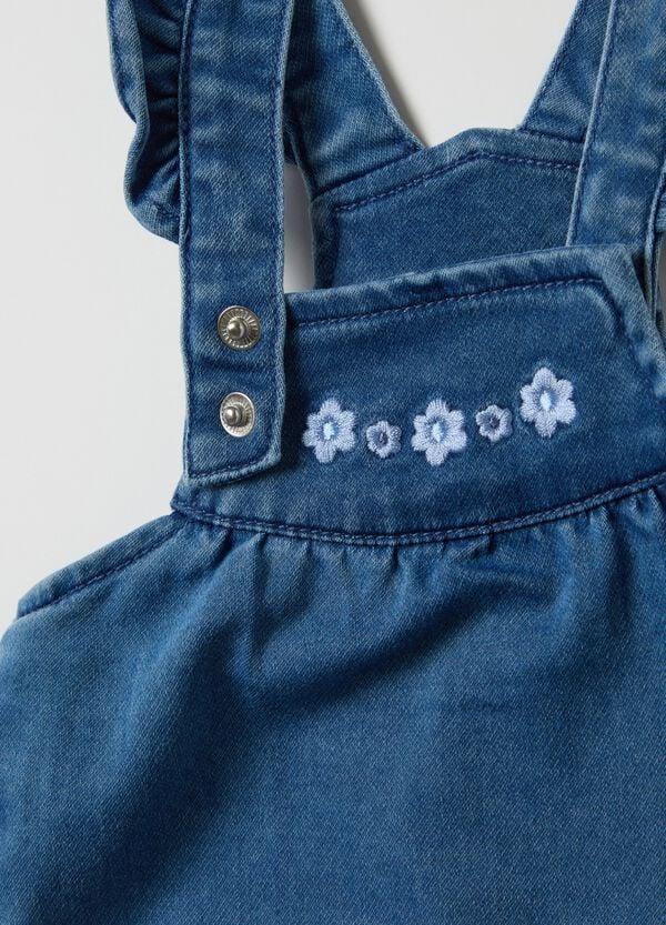 Ovs Salopette In Denim Con Rouches