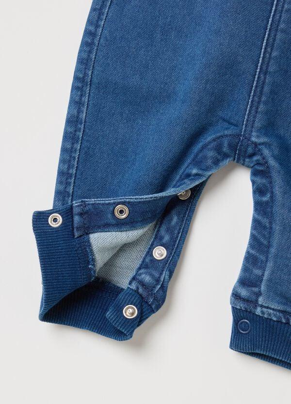 Ovs Salopette In French Terry Denim Con Tasca