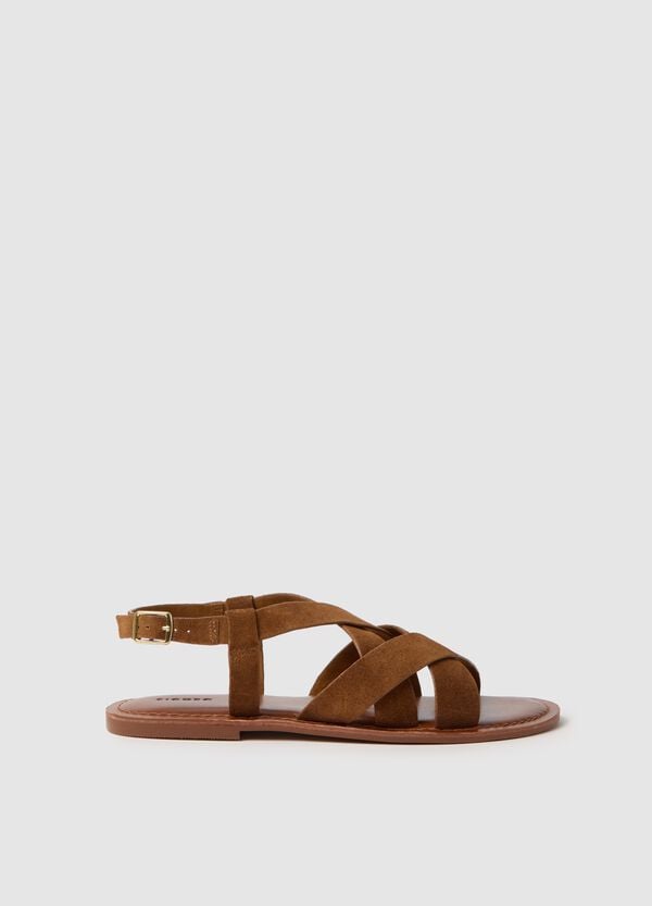 Ovs Sandali in vera pelle marrone