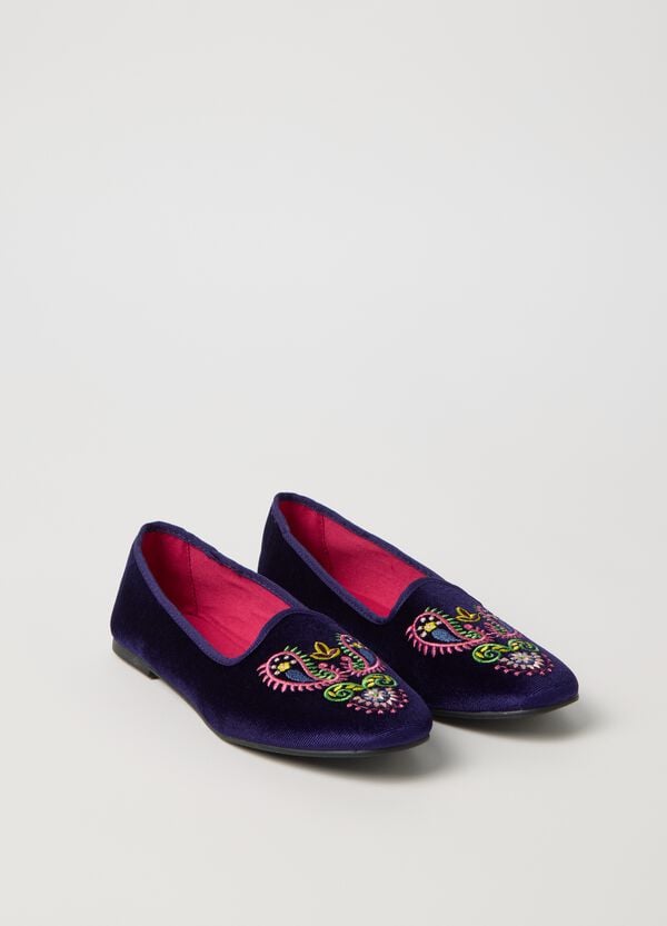 Ovs Scarpa Friulana In Velluto Con Ricamo