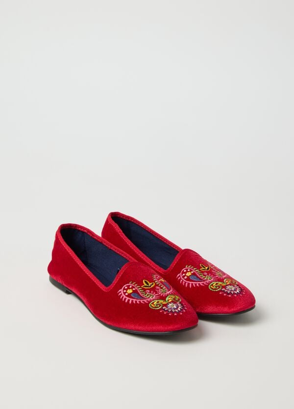 Ovs Scarpa Friulana In Velluto Con Ricamo