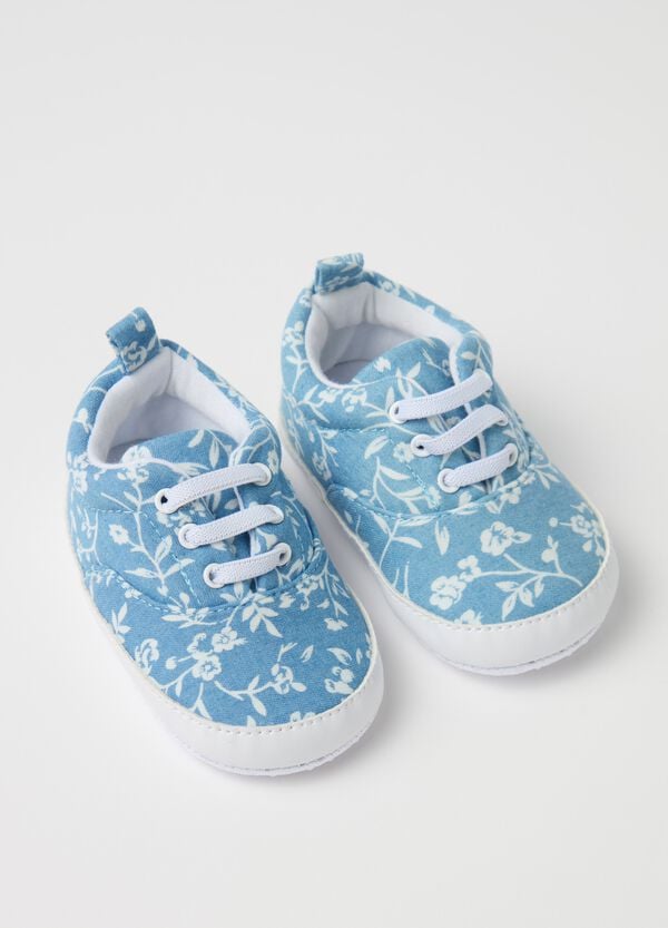 Ovs Scarpine in denim con stampa floreale