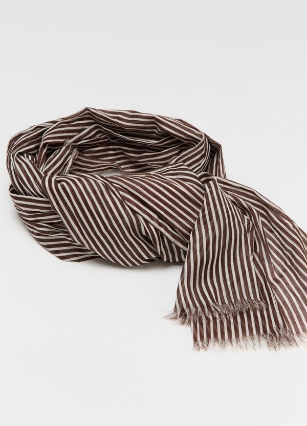 Ovs Sciarpa A Righe In Cotone Marrone
