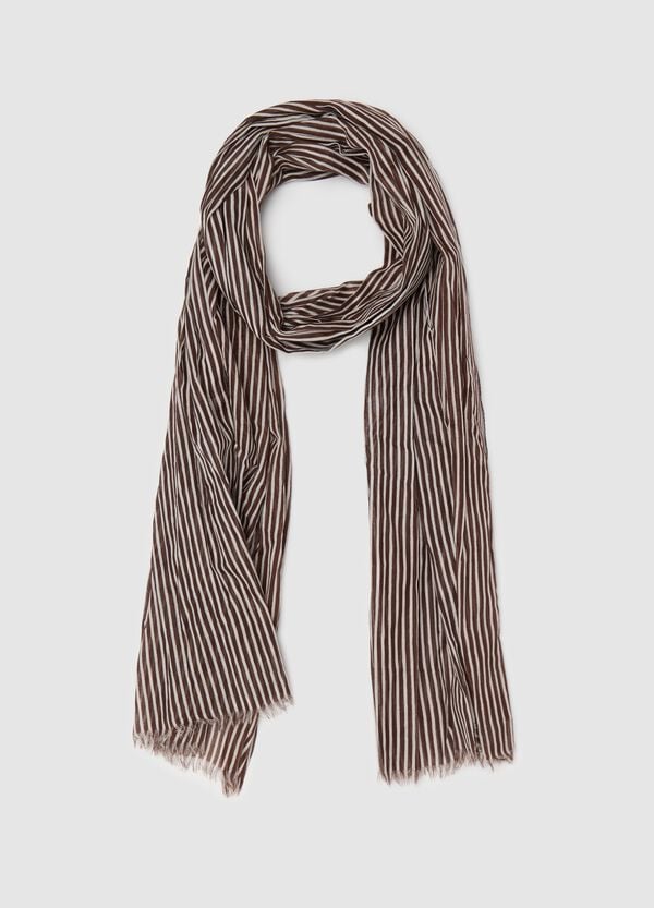 Ovs Sciarpa a righe in cotone marrone