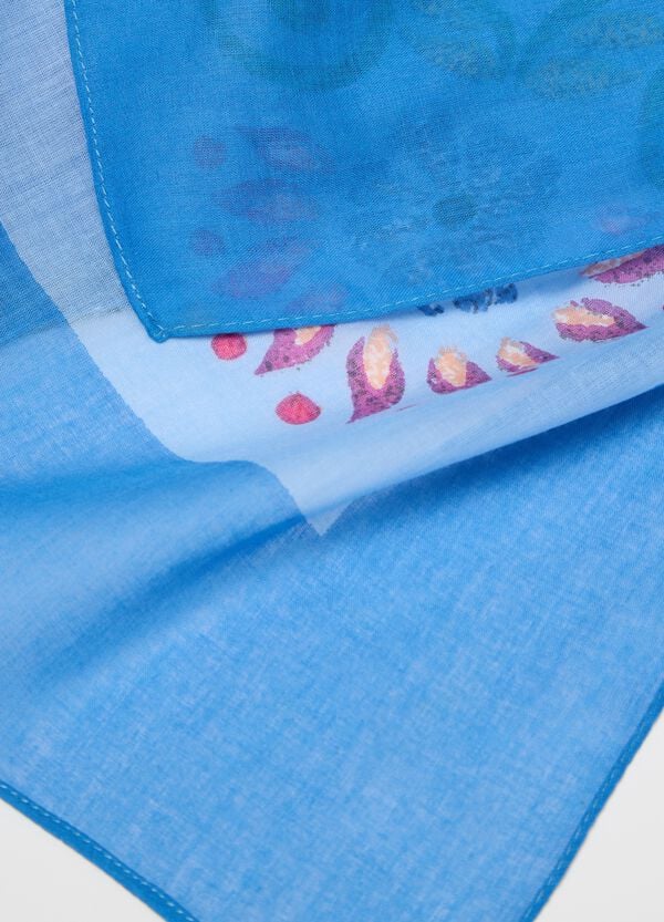 Ovs Sciarpa In Cotone Azzurro Con Fantasia