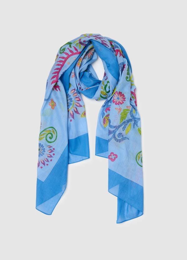 Ovs Sciarpa in cotone azzurro con fantasia