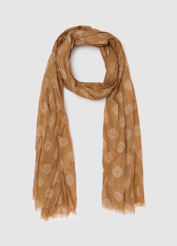 Ovs Sciarpa in cotone giallo con motivi geometrici