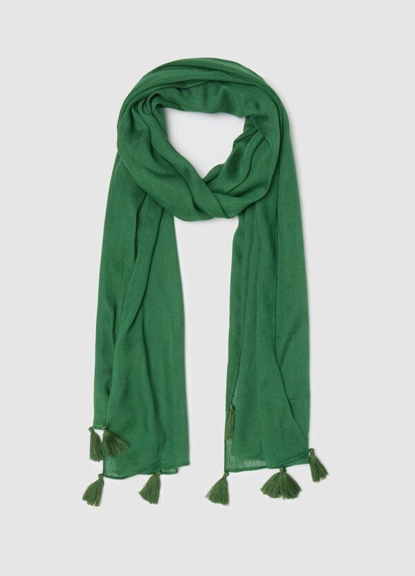 Ovs Sciarpa verde con nappine
