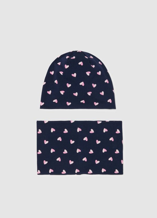 Ovs Set berretto e scaldacollo stampa cuori