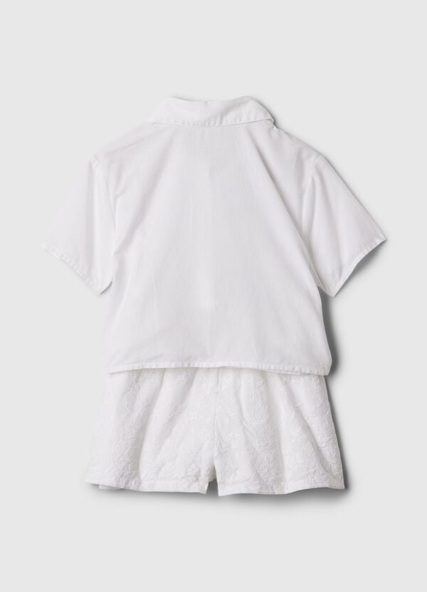 Ovs Set Camicia E Shorts Con Ricamo Floreale