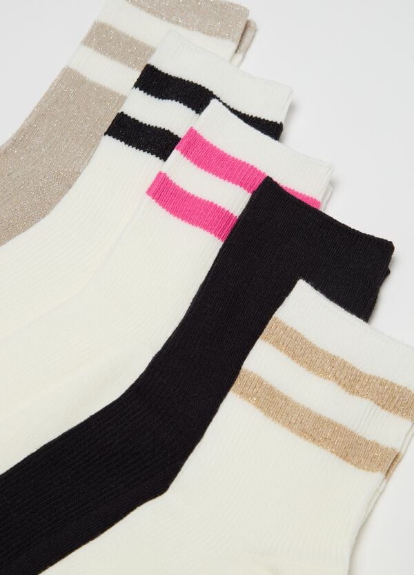 Ovs Set Cinque Calze Corte Con Bande Rigate