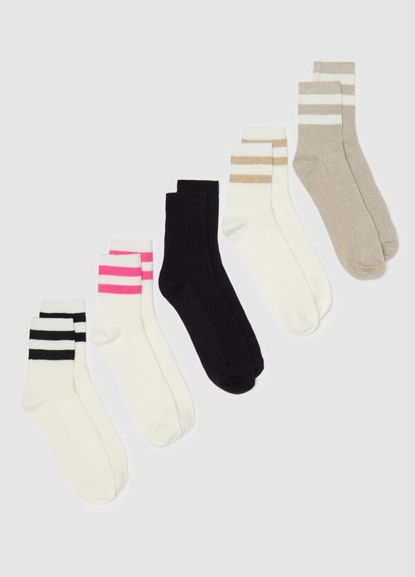Ovs Set cinque calze corte con bande rigate