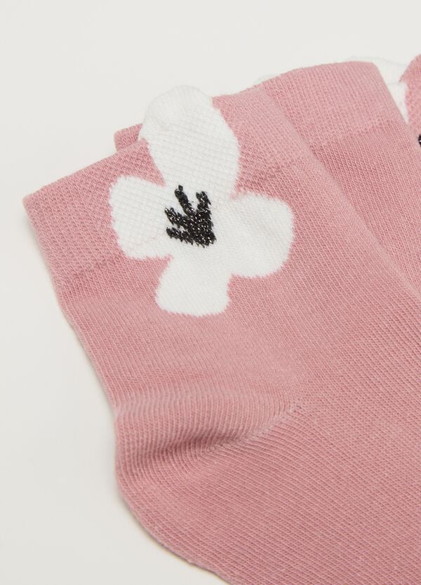 Ovs Set Cinque Calze Corte Con Disegno Fiore