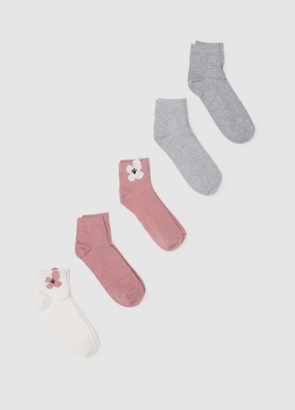 Ovs Set cinque calze corte con disegno fiore