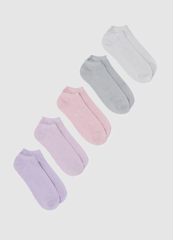 Ovs Set cinque calze corte in lurex multicolore