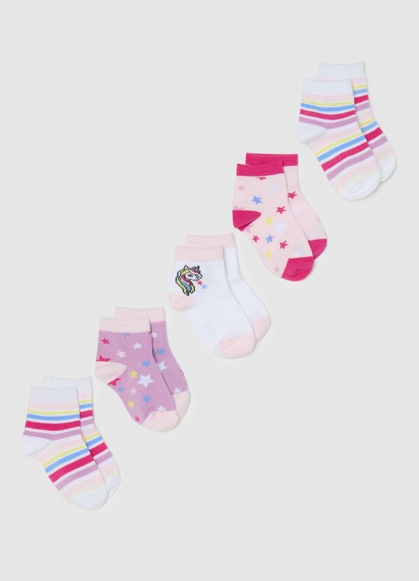 Ovs Set cinque calze stretch con disegno stelle