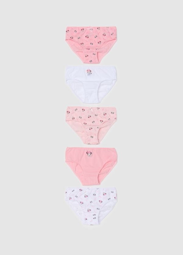 Ovs Set cinque slip in cotone con disegno Minnie