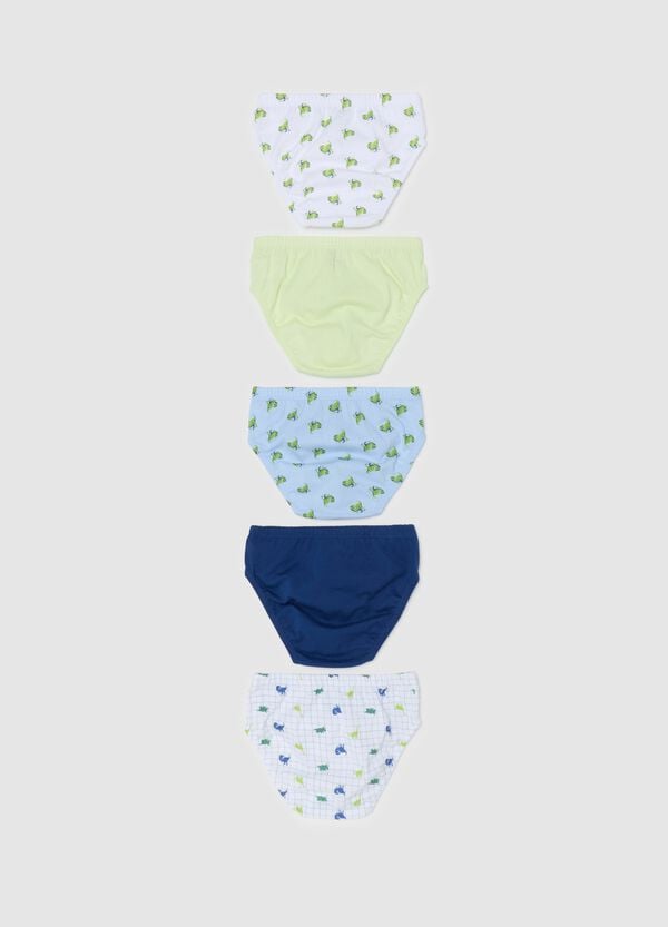 Ovs Set Cinque Slip In Cotone Con Stampa Dinosauri