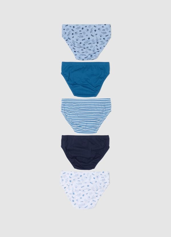 Ovs Set Cinque Slip In Cotone Righe E Stampa