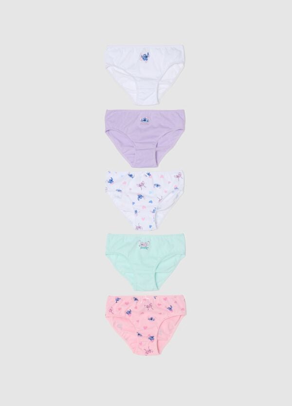 Ovs Set cinque slip in cotone stampa Angel & Stitch